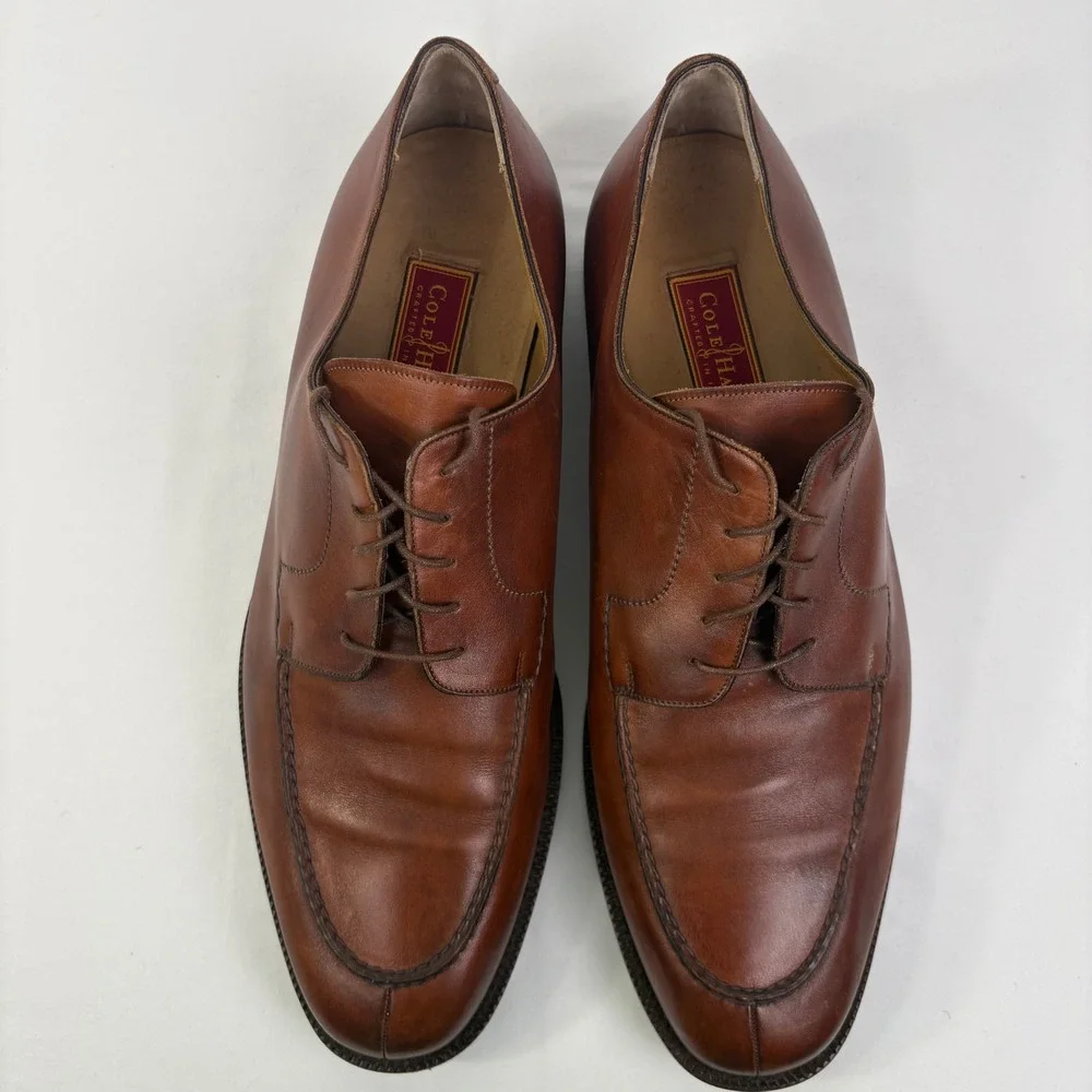 Cole Haan Men's Brown Leather Split Toe Lace Up Derby Dress Shoes Size 13